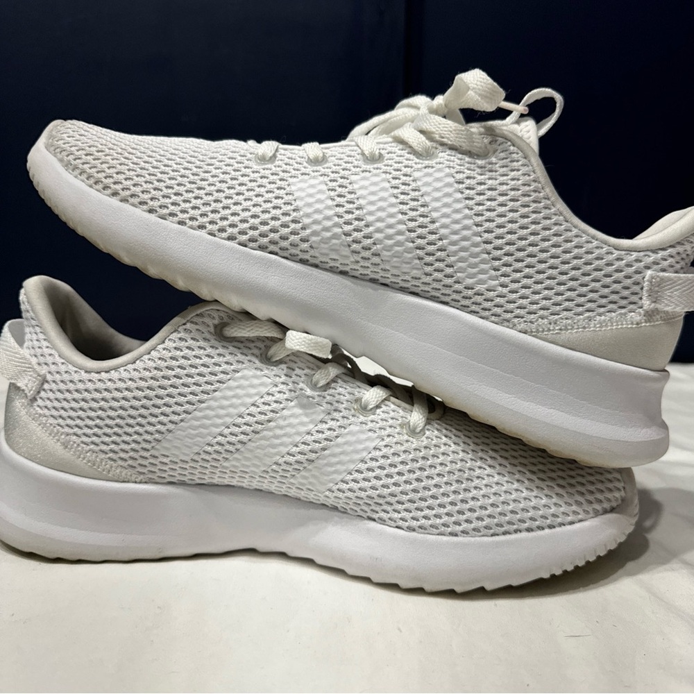 Adidas White Cloudfoam Sneaker EUC streetwear style preppy classic mesh satin - Picture 6 of 9